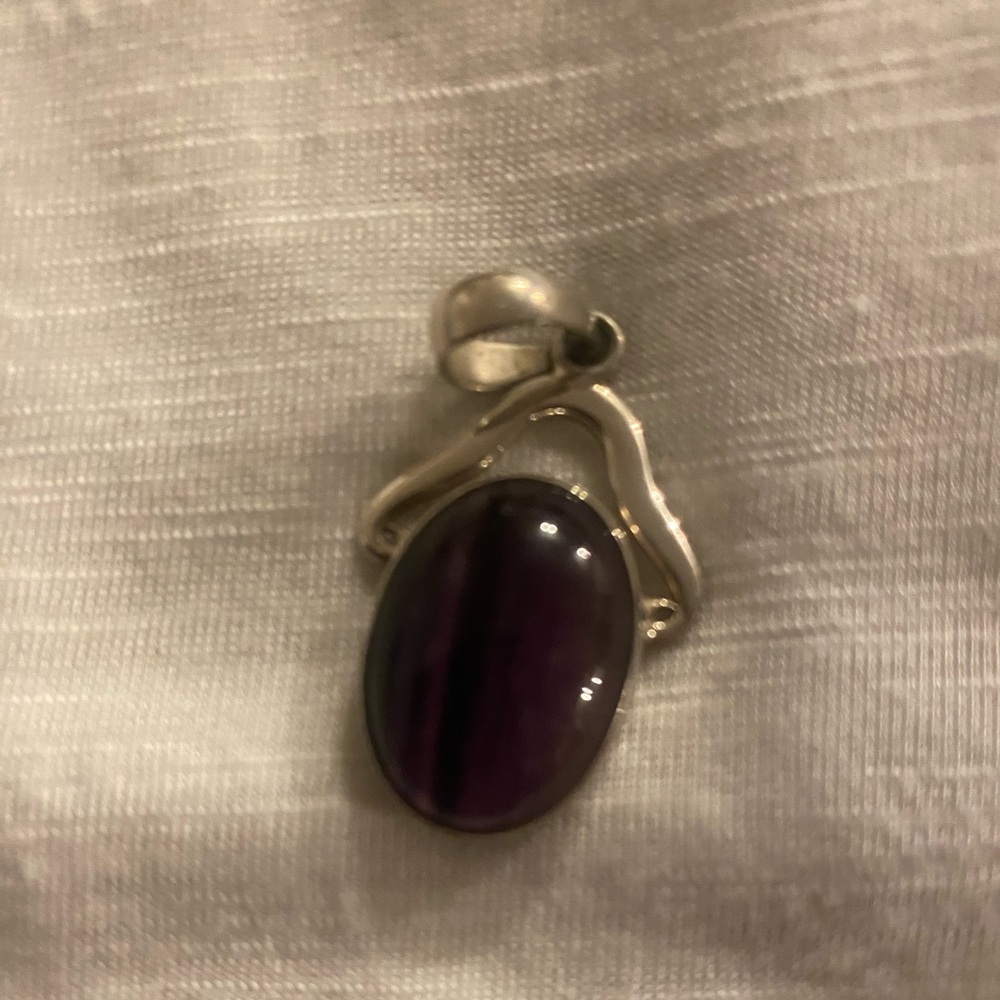 Purple Stone Silver Pendant